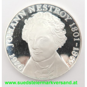 100 Schilling Silbermünze 1976  Johann Nestroy 1801-1862