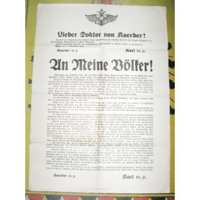 An Meine Völker - Schreiben von Kaiser Karl vom 21. November 1916