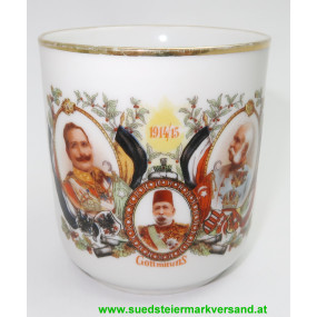 k. u. k. Patriotisches Häferl - Sultan Mehmed V.- Kaiser Wilhelm II.- Kaiser Franz Josef I.- Gott mit uns 1915/15