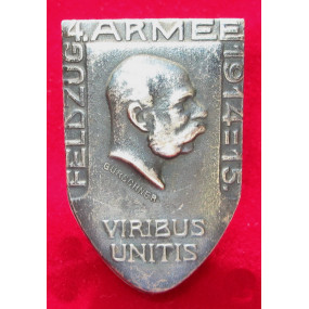 Echt Silbernes Kappenabzeichen, 4. ARMEE FELDZUG 1914-15 !!!SILBER!!!