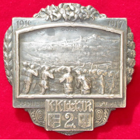 Echt Silbernes Kappenabzeichen, K.K. Ldst.J.R.2 Isonzo Front 1916-17 !!!SILBER!!!