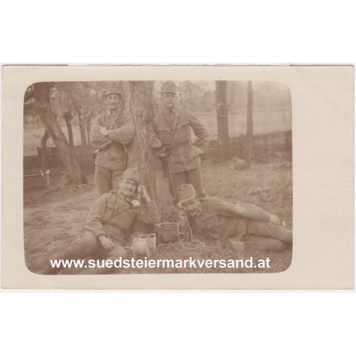 I. Weltkrieg Foto-Postkarte  mit Feldpoststempel k.u.k. Dragonerregiment Erzherzog Josef Nr. 15